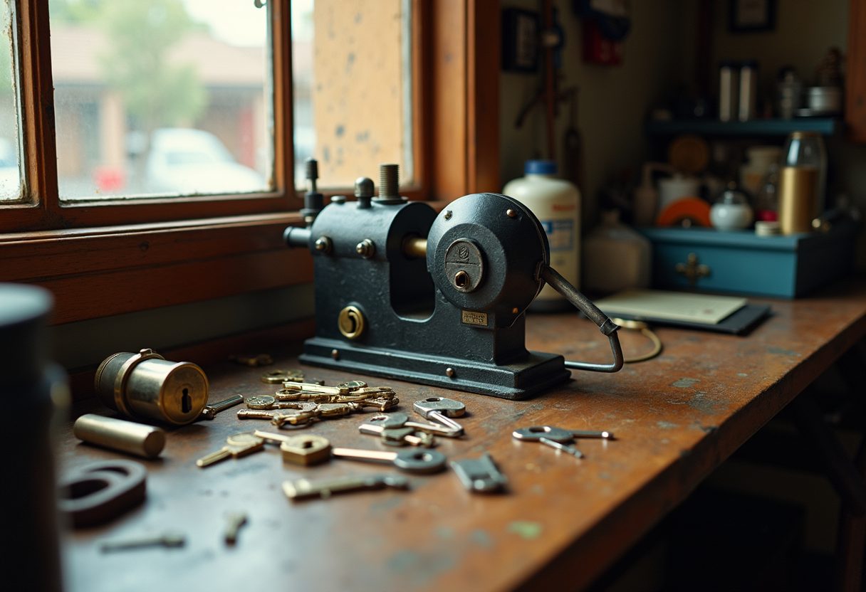 Key-cutting bench with new deadlocks — Glenwood